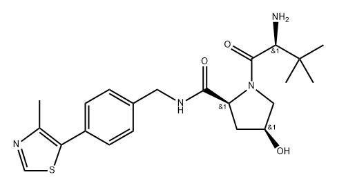 2S,4S-1-[(2S)-2-氨基-3,3-二甲基丁酰基]-4-羟基-N-[(4-甲基-1,3-噻唑-5-基)苯基)甲基]吡咯烷-2-甲酰胺 结构式