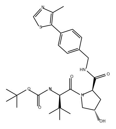 tert-butyl ((S)-1-((2R,4S)-4-hydroxy-2-((4-(4-methylthiazol-5-yl)benzyl)carbamoyl)pyrrolidin-1-yl)-3,3-dimethyl-1-oxobutan-2-yl)carbamate 结构式