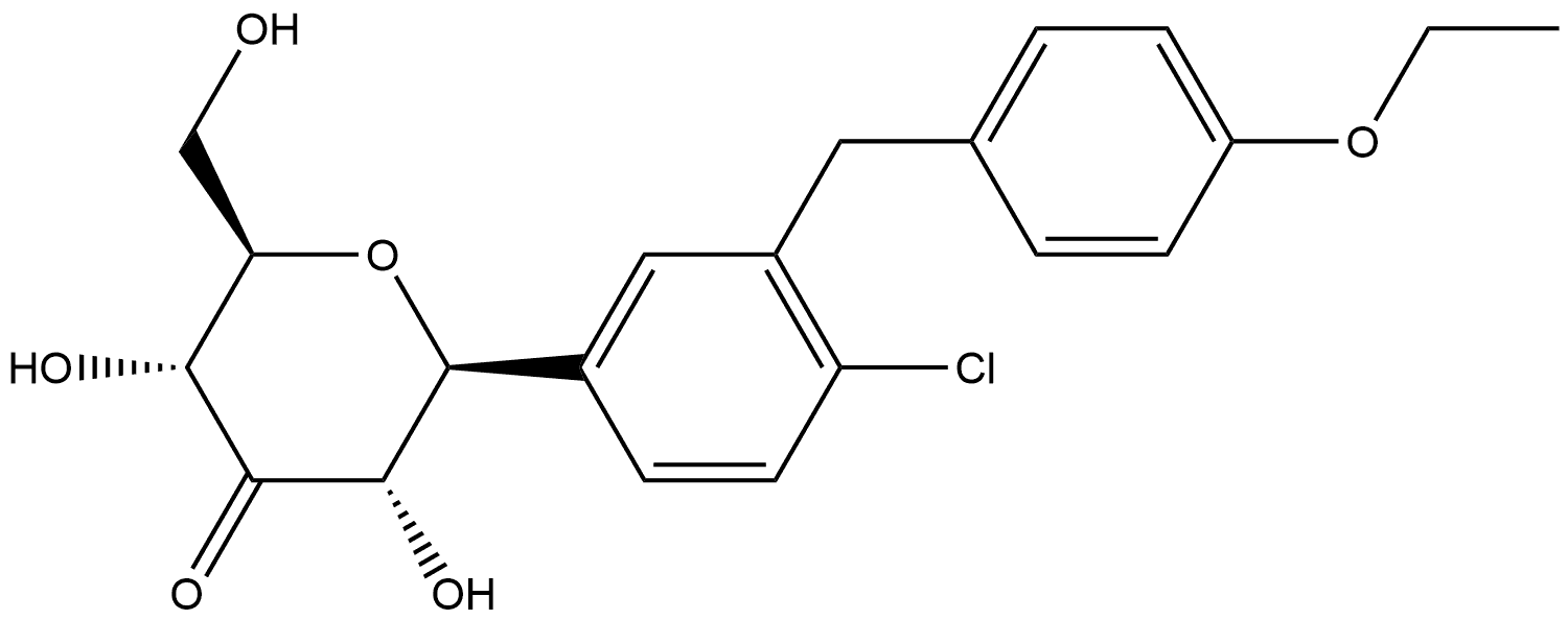 D-ribo-3-Hexulose, 1,5-anhydro-1-C-[4-chloro-3-[(4-ethoxyphenyl)methyl]phenyl]-, (1S)- 结构式