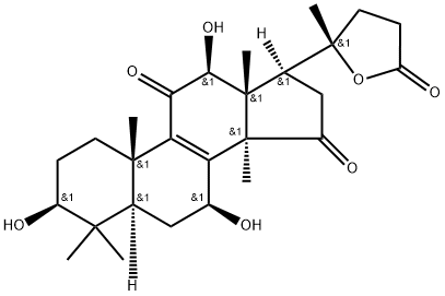 3Β,7Β,12Β-三羟基-11,15-二羰基-羊毛甾烷-8-烯-24→20内酯 结构式