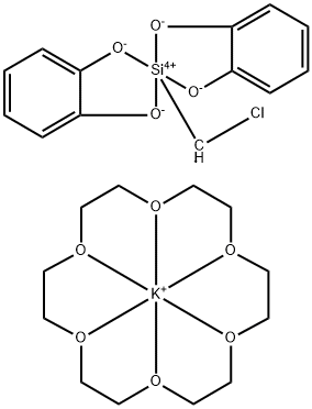 Potassium(1+), (1,4,7,10,13,16-hexaoxacyclooctadecane-κO1,κO4,κO7,κO10,κO13,κO16)-, (OC-6-11)-, (SP-5-21)-bis[1,2-benzenediolato(2-)-κO1,κO2](chloromethyl)silicate(1-) (1:1) 结构式