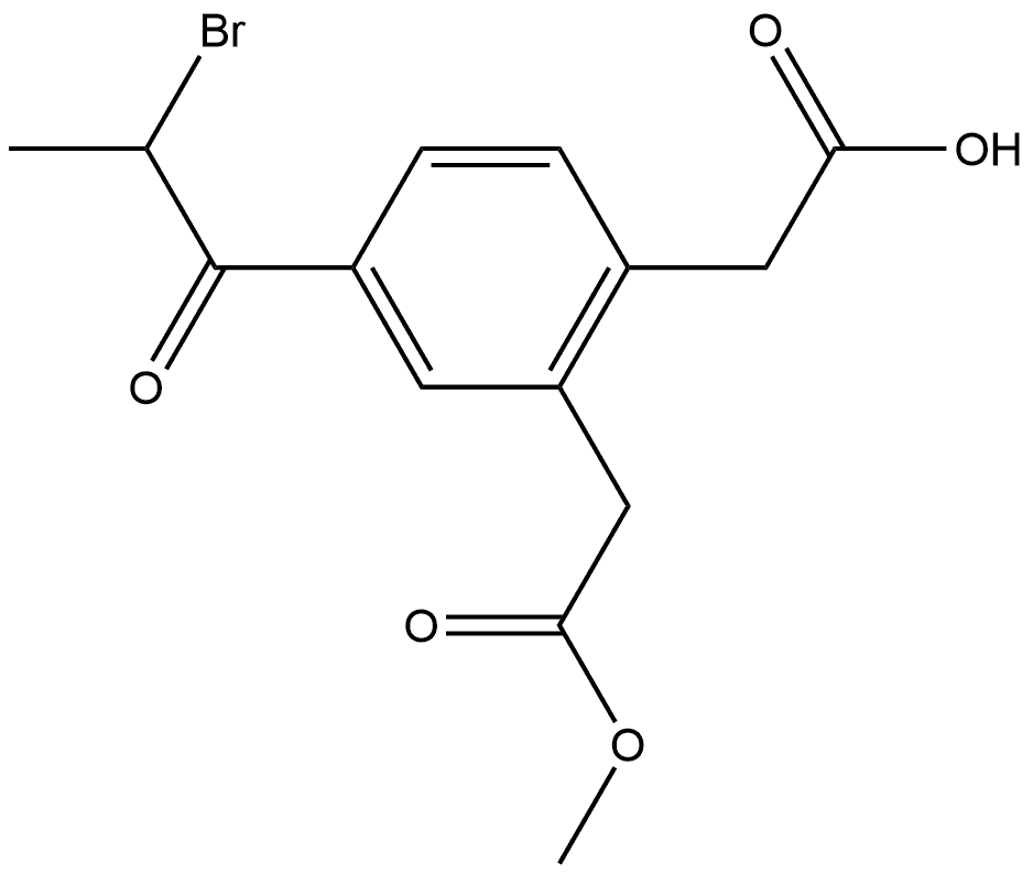 Methyl 5-(2-bromopropanoyl)-2-(carboxymethyl)phenylacetate 结构式