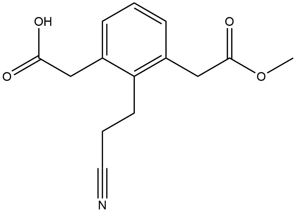 Methyl 3-(carboxymethyl)-2-(2-cyanoethyl)phenylacetate 结构式