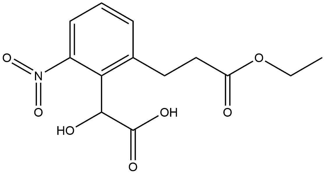 2-(3-Ethoxy-3-oxopropyl)-6-nitromandelic acid 结构式