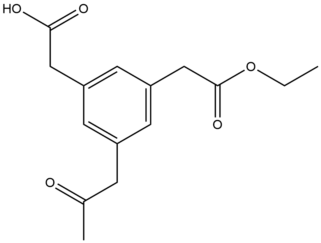 Ethyl 3-(carboxymethyl)-5-(2-oxopropyl)phenylacetate 结构式