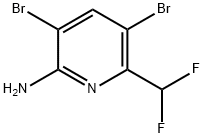 3,5-dibromo-6-(difluoromethyl)pyridin-2-amine 结构式