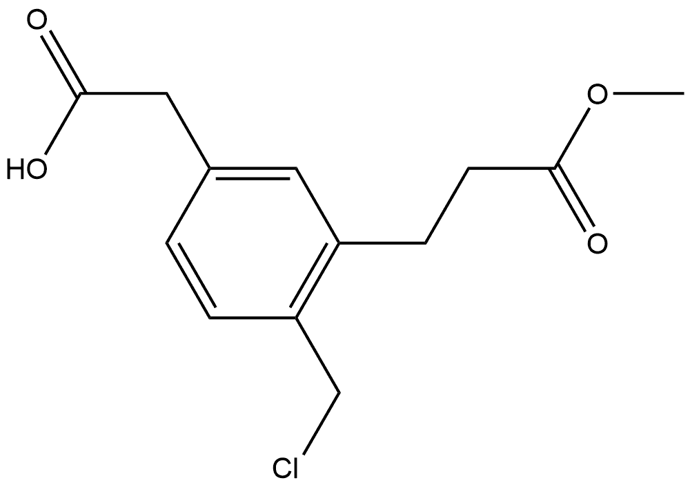 4-(Chloromethyl)-3-(3-methoxy-3-oxopropyl)phenylacetic acid 结构式