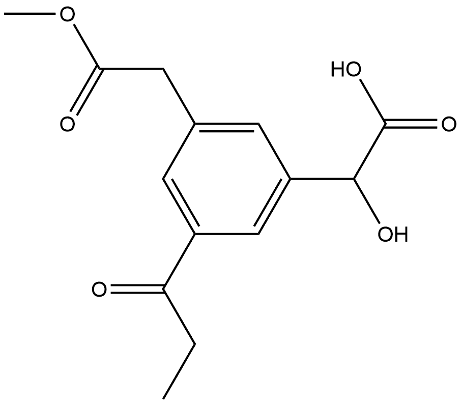 Methyl 3-(carboxy(hydroxy)methyl)-5-propionylphenylacetate 结构式