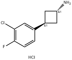 3-(3-chloro-4-fluorophenyl)cyclobutan-1-amine hydrochloride, trans 结构式