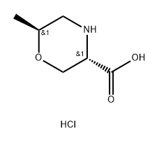 3-Morpholinecarboxylic acid, 6-methyl-,hydrochloride(1:1),(3R,6R)-rel- 结构式