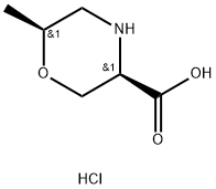 3-Morpholinecarboxylic acid, 6-methyl-, hydrochloride (1:1), (3R,6S)-rel- 结构式