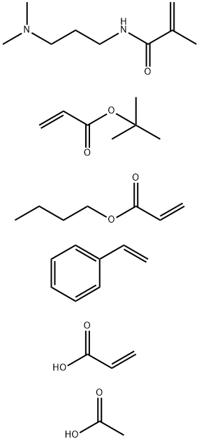 2-Propenoic acid, polymer with butyl 2-propenoate, N-3-(dimethylamino)propyl-2-methyl-2-propenamide, 1,1-dimethylethyl 2-propenoate and ethenylbenzene, acetate 结构式