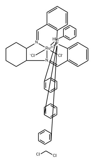 Ruthenium, [N,N'-bis[[2-(diphenylphosphino)phenyl]methylene]-1,2-cyclohexanediamine-N,N',P,P']dichloro-, [OC-6-13-(1R-trans)]-, compd. with dichloromethane (1:1), monohydrate (9CI) 结构式