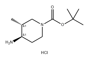 1-Piperidinecarboxylic acid, 4-amino-3-methyl-, 1,1-dimethylethyl ester, hydrochloride (1:1), (3R,4R)- 结构式