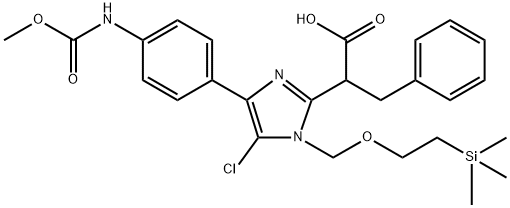 1H-IMIDAZOLE-2-ACETIC ACID, 5-CHLORO-4-[4-[(METHOXYCARBONYL)AMINO]PHENYL]-Α-(PHENYLMETHYL)-1-[[2-(TR 结构式