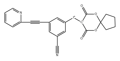Iodonium, [3-cyano-5-[2-(2-pyridinyl)ethynyl]phenyl](7,9-dioxo-6,10-dioxaspiro[4.5]dec-8-yl)-, inner salt 结构式