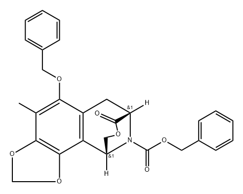 benzyl (7S,11R)-5-(benzyloxy)-4-methyl-8-oxo-7,8,10,11-tetrahydro-6H-7,11-epimino[1,3]dioxolo[4',5':5,6]benzo[1,2-d]oxocine-12-carboxylate 结构式