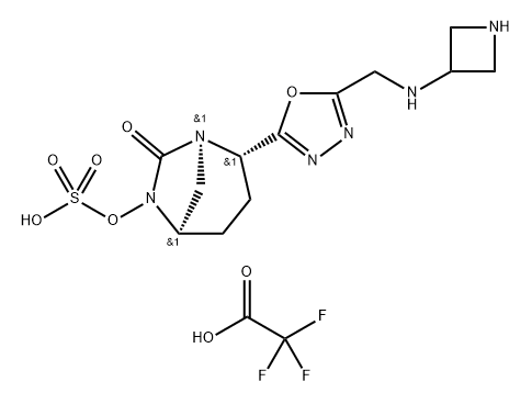 SULFURIC ACID, REL-, MONO[(1R,2S,5R)-2-[5-[(3- AZETIDINYLAMINO)METHYL]-1,3,4-OXADIAZOL-2-YL]- 7-OXO- 结构式