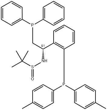 S(R)]-N-[(1S)-2-(二苯基膦)-1-[2-(4-甲基苯基膦)苯基]乙基]-2-叔丁基亚磺酰胺 结构式
