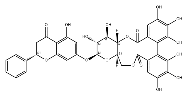 PINOCEMBRIN-7-O-(4”,6”-HEXAHYDROXYDIPHENOYL)-Β-D-GLUCOSIDE 结构式