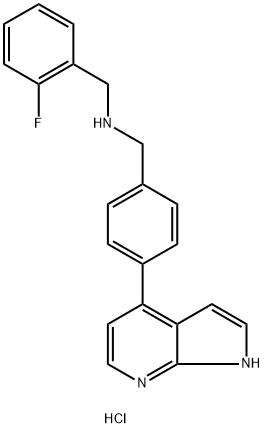 2-氟-N-[[4-(1H-吡咯并[2,3-B]吡啶-4-基)苯基]甲基]苯甲胺二盐酸盐 结构式