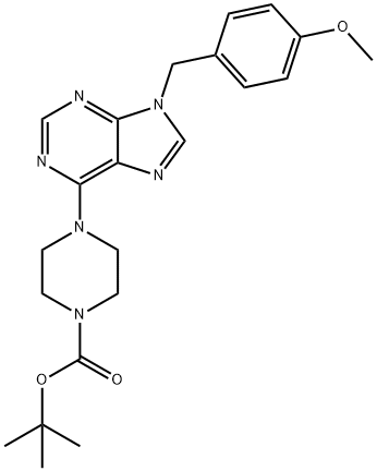 4-[9-(4-Methoxy-benzyl)-9H-purin-6-yl]-piperazine-1-carboxylic acid tert-butyl ester 结构式