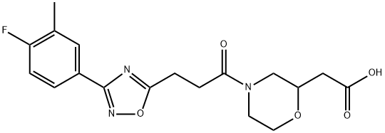 2-(4-(3-(3-(4-fluoro-3-methylphenyl)-1,2,4-oxadiazole-5-yl)propanoyl)Morpholine-2-yl)acetic acid 结构式