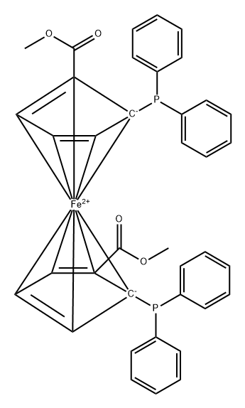 (1R,1'R)-1,1'-Bis(diphenylphosphino)-2,2'-bis(methoxycarbonyl)ferrocene 结构式