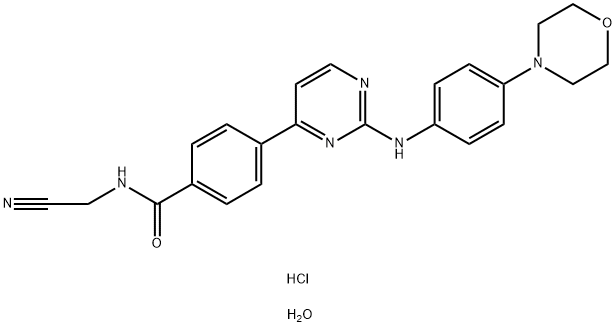 Benzamide, N-(cyanomethyl)-4-[2-[[4-(4-morpholinyl)phenyl]amino]-4-pyrimidinyl]-, hydrochloride, hydrate (1:2:1) 结构式