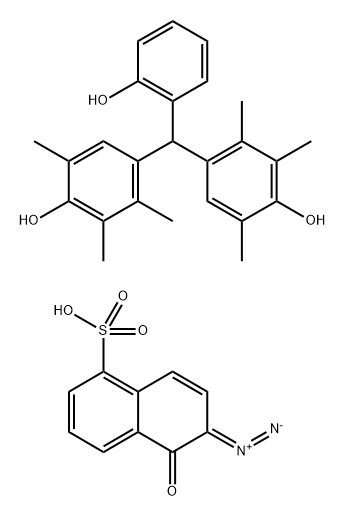 6-diazo-5,6-dihydro-5-oxo-1-naphthalene-sulfonic-acid-ester-of-4,4'-[2-hydroxyphenyl]-bis(2,3,5-trimethylphenol] 结构式