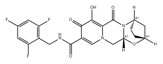 (2R,5R,13aR)-8-Hydroxy-7,9-dioxo-N-(2,4,6-trifluorobenzyl)-2,3,4,5,7,9,13,13a-octahydro-2,5-methanopyrido[1'',2'':4,5]pyrazino[2,1-b][1,3]oxazepine-10-carboxamide 结构式