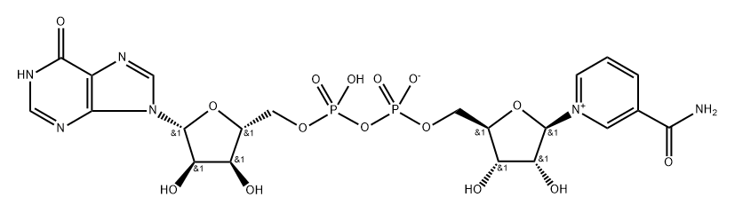 Inosine 5'-(trihydrogen diphosphate), P'→5'-ester with 3-(aminocarbonyl)-1-β-D-ribofuranosylpyridinium, inner salt 结构式