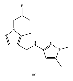 N-{[1-(2,2-difluoroethyl)-5-methyl-1H-pyrazol-4-yl]methyl}-1,5-dimethyl-1H-pyrazol-3-amine 结构式