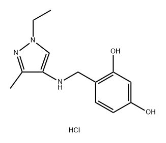 4-{[(1-ethyl-3-methyl-1H-pyrazol-4-yl)amino]methyl}benzene-1,3-diol 结构式