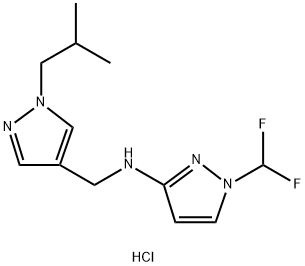 1-(difluoromethyl)-N-[(1-isobutyl-1H-pyrazol-4-yl)methyl]-1H-pyrazol-3-amine 结构式