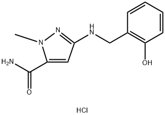 3-[(2-hydroxybenzyl)amino]-1-methyl-1H-pyrazole-5-carboxamide 结构式