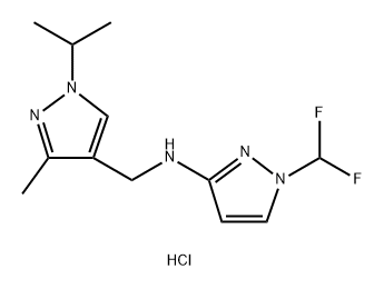 1-(difluoromethyl)-N-[(1-isopropyl-3-methyl-1H-pyrazol-4-yl)methyl]-1H-pyrazol-3-amine 结构式