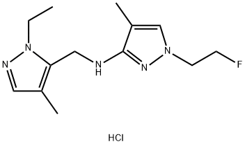 N-[(1-ethyl-4-methyl-1H-pyrazol-5-yl)methyl]-1-(2-fluoroethyl)-4-methyl-1H-pyrazol-3-amine 结构式