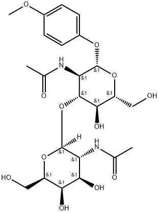 4-甲氧苯基-3-O-(2-乙酰氨基-2脱氧-Β-D-吡喃半乳糖酰基)-2-乙酰氨基-2-脱氧-Β-D-吡喃葡萄糖苷 结构式