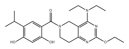 [4-(diethylamino)-2-ethoxy-7,8-
dihydropyrido[4,3-d]pyrimidin-6(5H)-yl][2,4-
dihydroxy-5-(1-methylethyl)phenyl]-Methanone 结构式