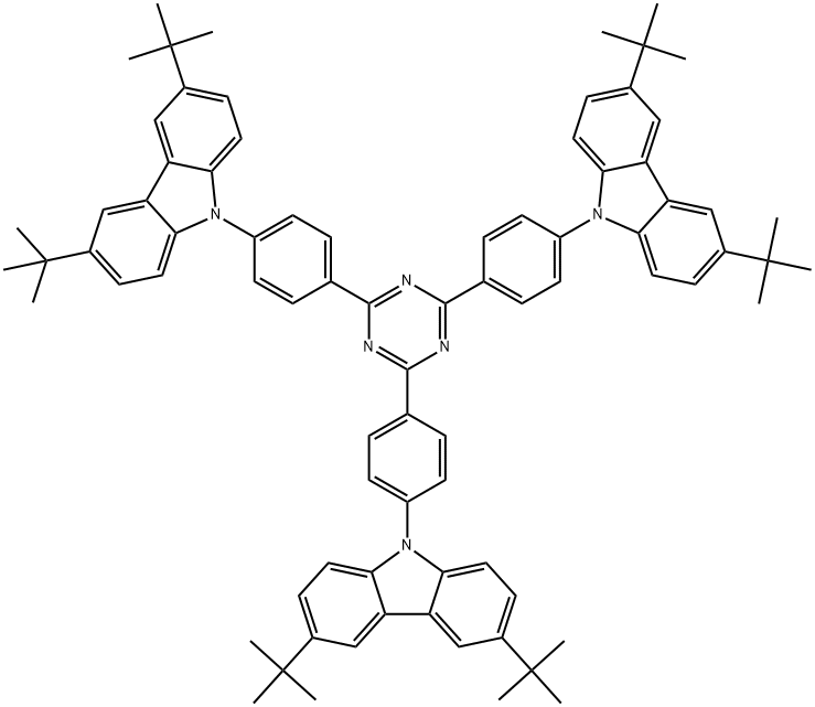 2,4,6-三(4-(3,6-二叔丁基-9H-咔唑-9-基)苯基)-1,3,5-三嗪 结构式