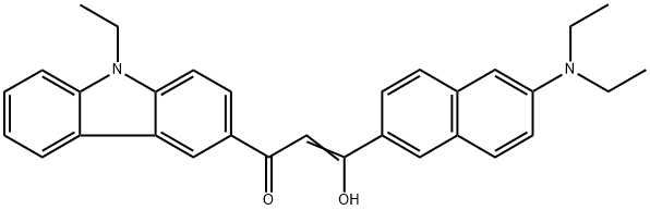 2-Propen-1-one, 3-[6-(diethylamino)-2-naphthalenyl]-1-(9-ethyl-9H-carbazol-3-yl)-3-hydroxy- 结构式