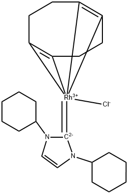 Chloro[(1,2,5,6-η)-1,5-cyclooctadiene](1,3-dicyclohexyl-1,3-dihydro-2H-imidazol-2-ylidene)rhodium 结构式
