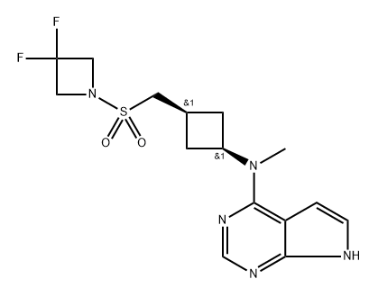 N-((1s,3s)-3-(((3,3-difluoroazetidin-1-yl)sulfonyl)methyl)dacyclobutyl)-N-methyl-7H-pyrrolo[2,3-d]pyrimidin-4-amine 结构式