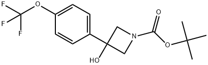 1-Azetidinecarboxylic acid, 3-hydroxy-3-[4-(trifluoromethoxy)phenyl]-, 1,1-dimethylethyl ester 结构式