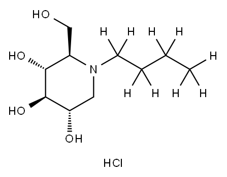 [2H9]-N-丁基脱氧野尻霉素盐酸盐 结构式