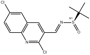 2-Propanesulfinamide, N-[(2,6-dichloro-3-quinolinyl)methylene]-2-methyl-, [N(E),S(R)]- 结构式