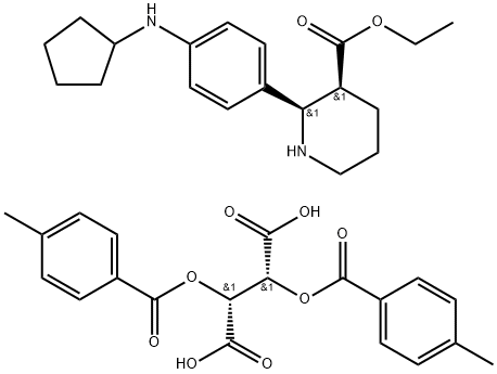 (2R,3S)-2-(4-(环戊基氨基)苯基)哌啶-3-羧酸乙酯将(2R,3R)-2,3-二((4-甲基苯甲酰基)氧基)琥珀酸乙酯 结构式