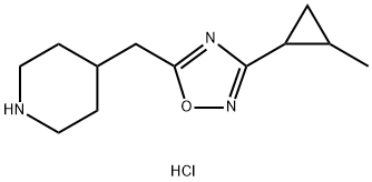 4-{[3-(2-methylcyclopropyl)-1,2,4-oxadiazol-5-yl]methyl}piperidine hydrochloride 结构式