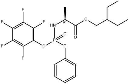 2-乙基丁基 ((S)-(五氟苯氧基)(苯氧基)磷酰基)-L-丙氨酸酯 结构式